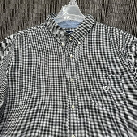 Chaps Custom Fit  Mens Size XXL gray Gingham Button-Down Shirt Short Sleeve - Picture 4 of 7